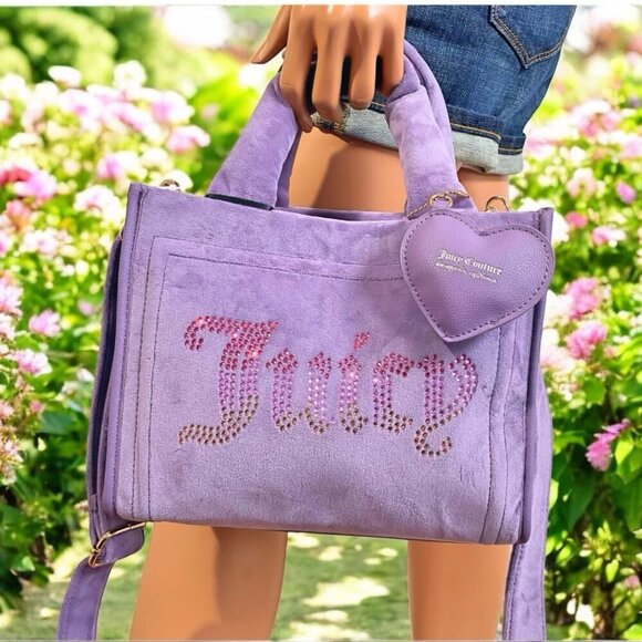 Juicy Couture Dusty Violet Big Spender Heart Charm Mini Tote Bag Satchel NWT - Picture 12 of 12